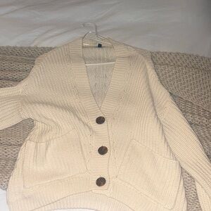 Topshop Cream Cardigan with Wooden Buttons